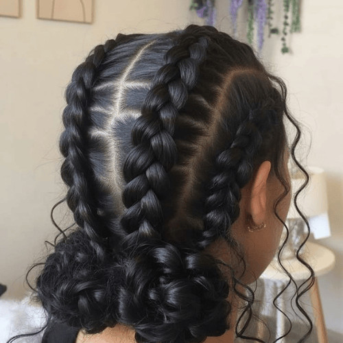 Dutch Braids to Curly Low Bun Dutch Braids to Curly Low Bun — Track Hairstyles
