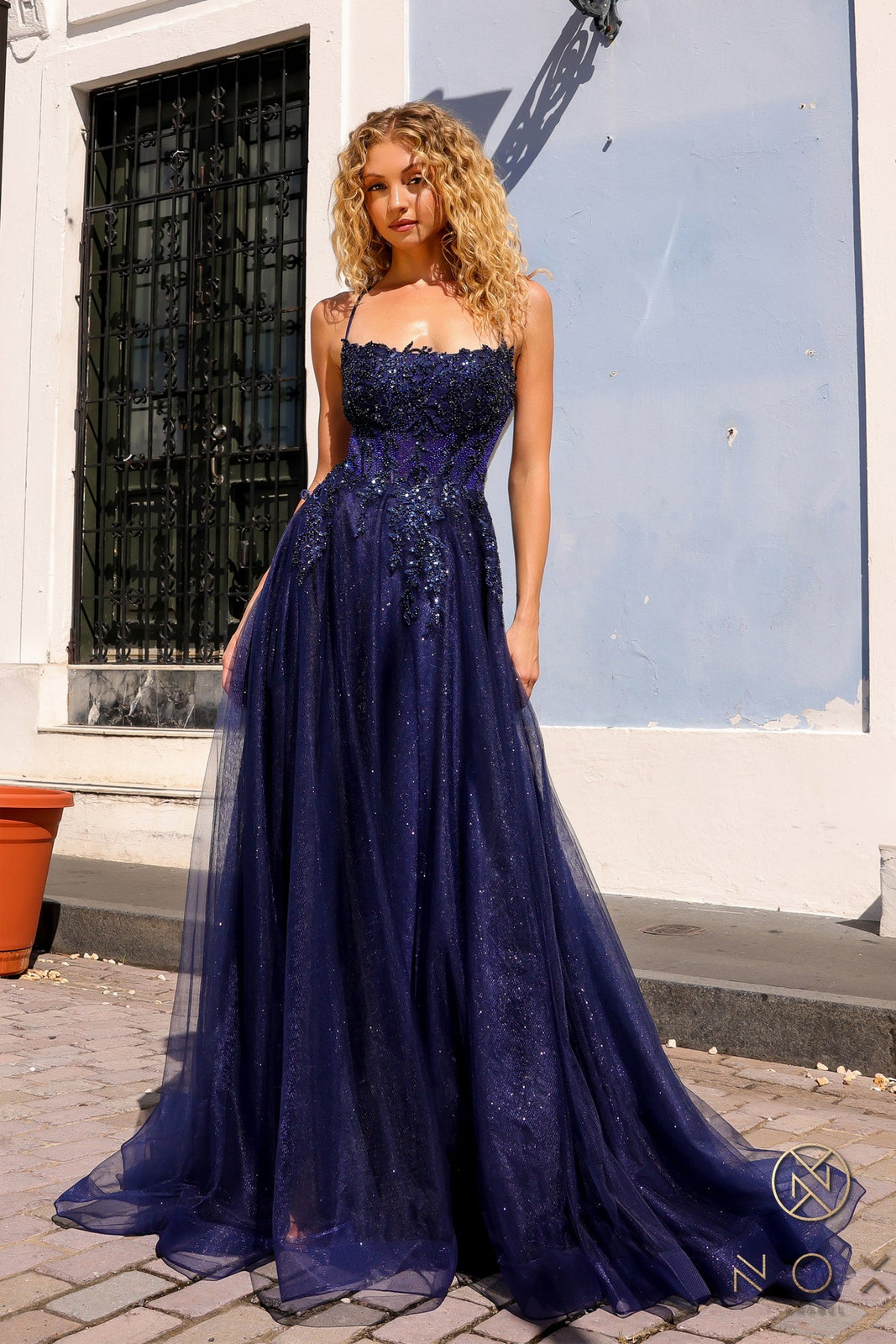 Navy Blue Sparkling Tulle Ballgown Navy Blue Sparkling Tulle Ballgown — Sequin Dresses