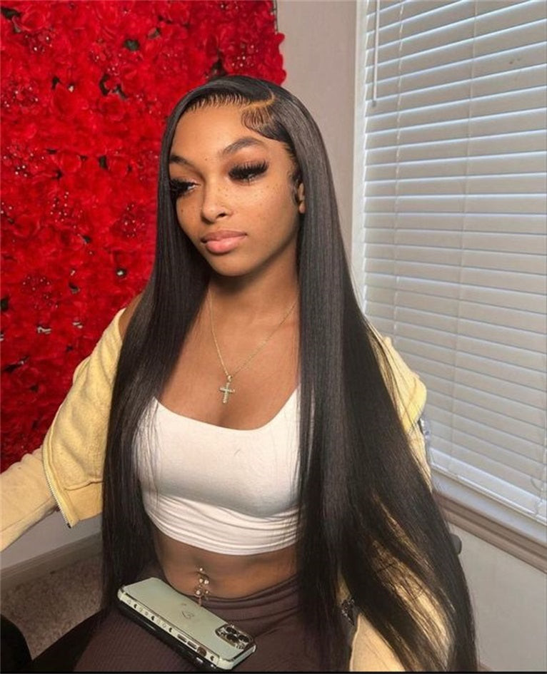 Sleek Mid-Back Hair With Baby Hairs Sleek Mid-Back Hair With Baby Hairs — Sew In with Leave Out