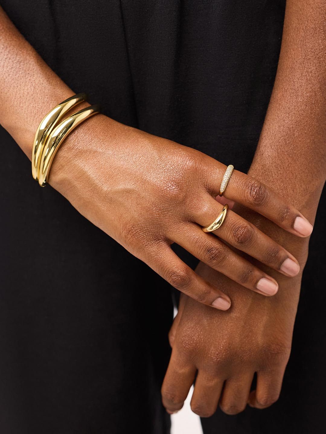 Chunky Gold Rings and Bangle with a Black Top — Chunky Rings
