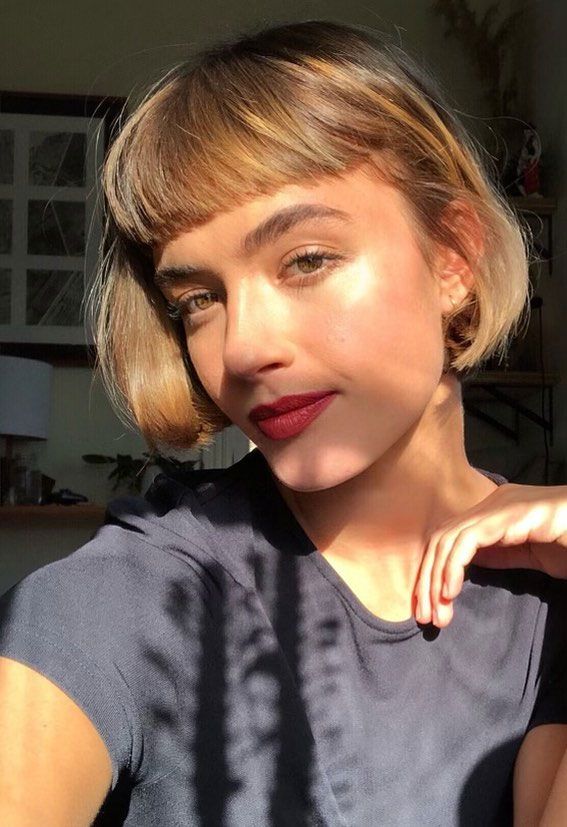 Chin Bob With Short Blunt Bangs — French Bob