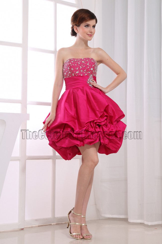 Fuchsia Strapless Dress with Ruffled Bubble Hem Fuchsia Strapless Dress with Ruffled Bubble Hem — Graduation Party Outfits