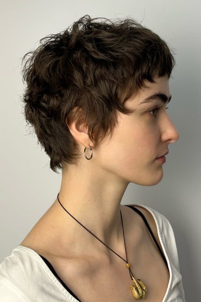 Soft Wavy Dark Brown Pixie Soft Wavy Dark Brown Pixie — Pixie Cut for Round Face