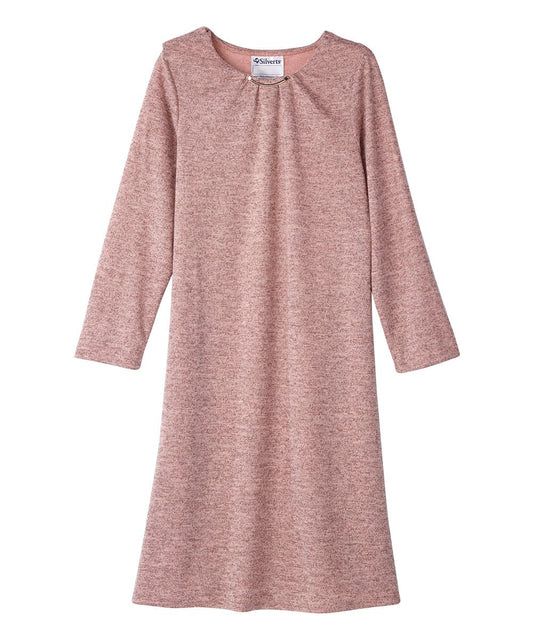 Dusty Rose Textured Knit Dress for Casual Comfort Dusty Rose Textured Knit Dress for Casual Comfort — Dresses for Women Over 60