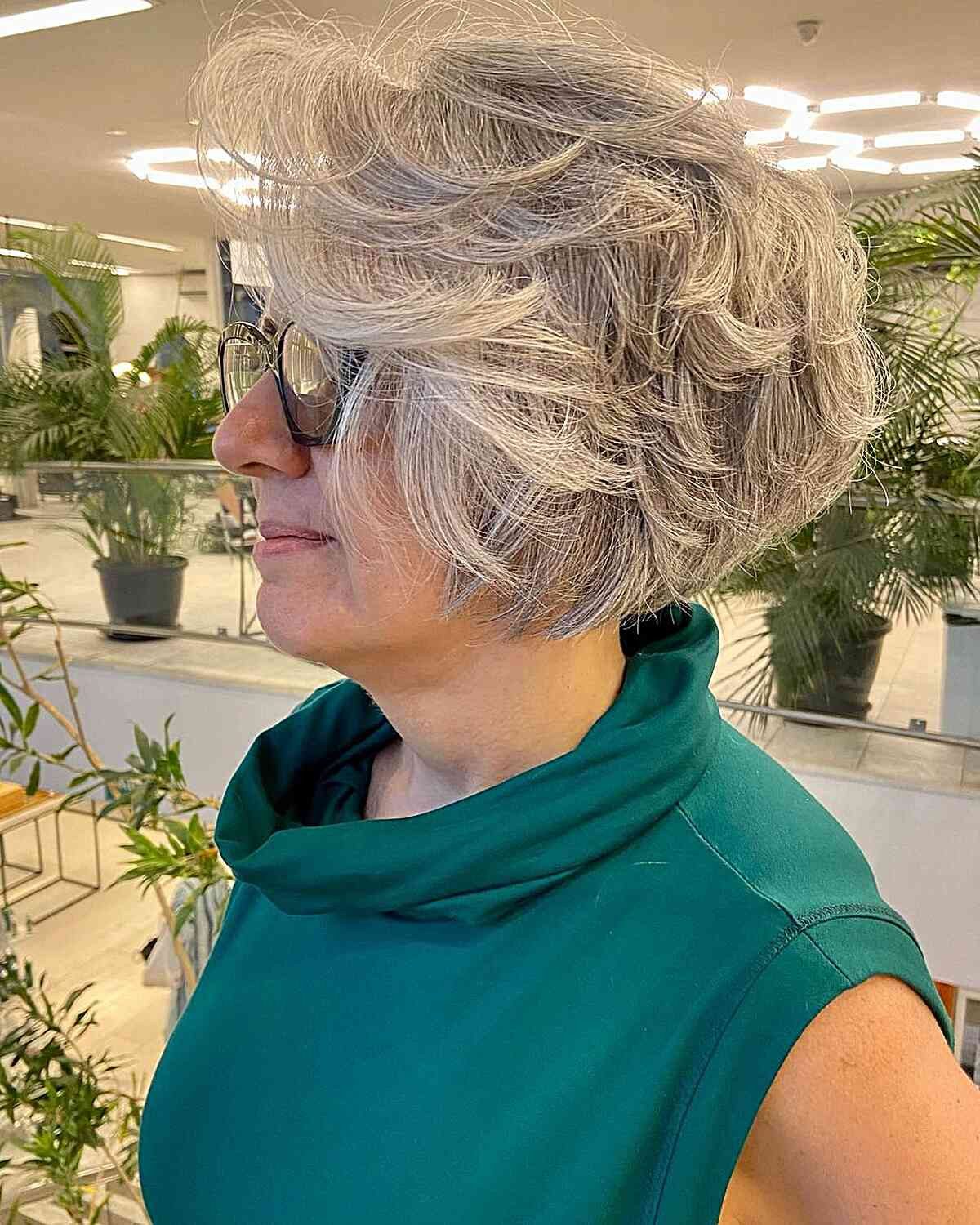 Layered Bob With Soft Waves — Haircuts for Women Over 70 with Glasses