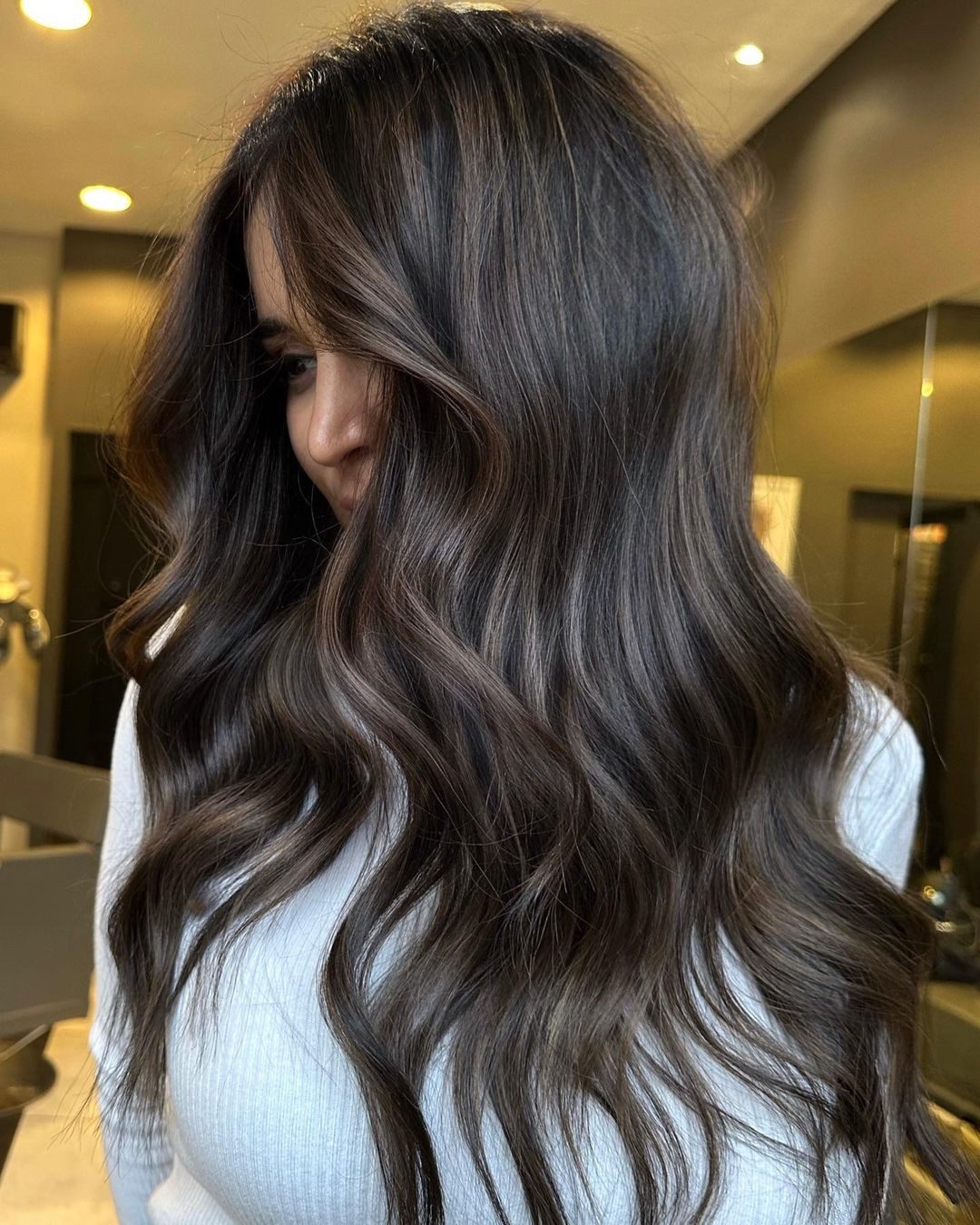 Chocolate and Ash Brown Balayage on Dark Hair Chocolate and Ash Brown Balayage on Dark Hair — Black Hair Balayage
