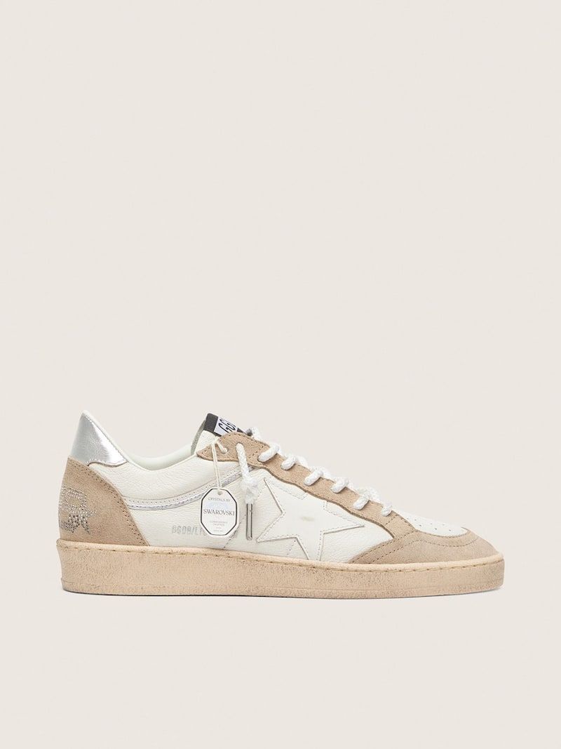 White Leather Sneakers with Beige Suede Accents — Golden Goose Outfits