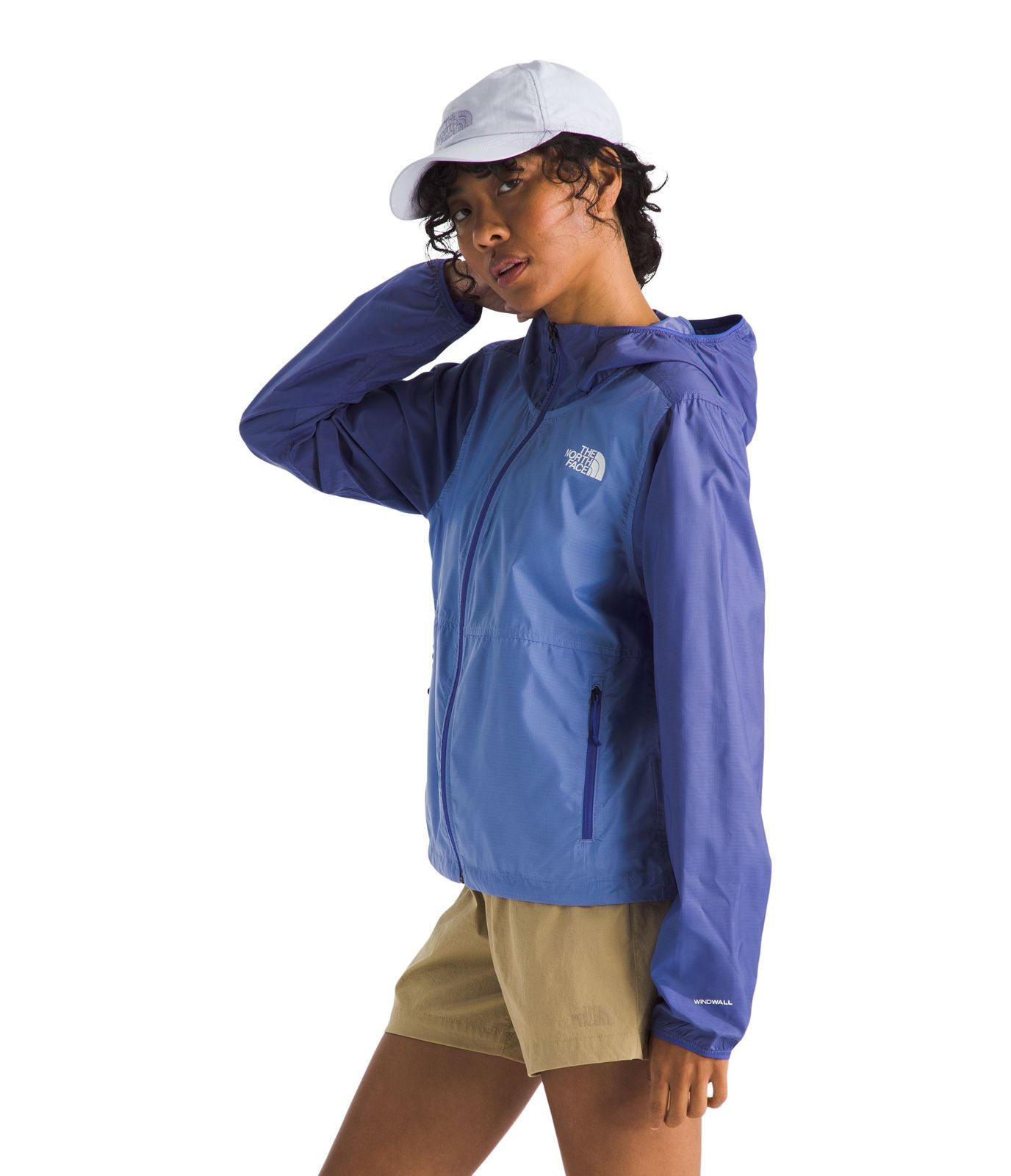Blue and Purple Hooded Windbreaker with Tan Shorts Blue and Purple Hooded Windbreaker with Tan Shorts — Windbreaker Outfits