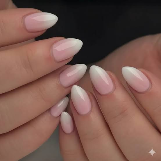 Pink to White Ombre Almond Nails Pink to White Ombre Almond Nails — Gym Nails