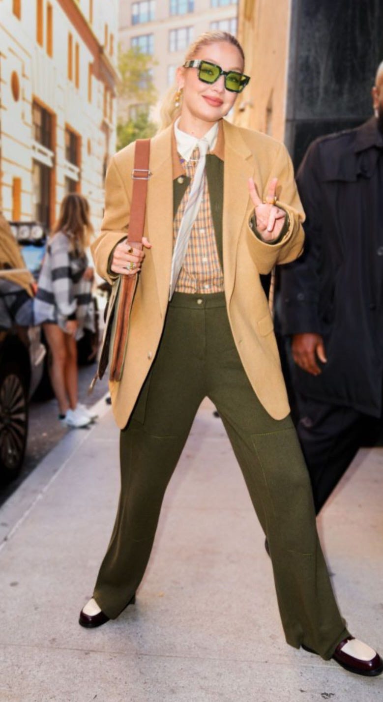 Oversized Camel Blazer with Tie Oversized Camel Blazer with Tie — Eclectic Grandpa Outfits