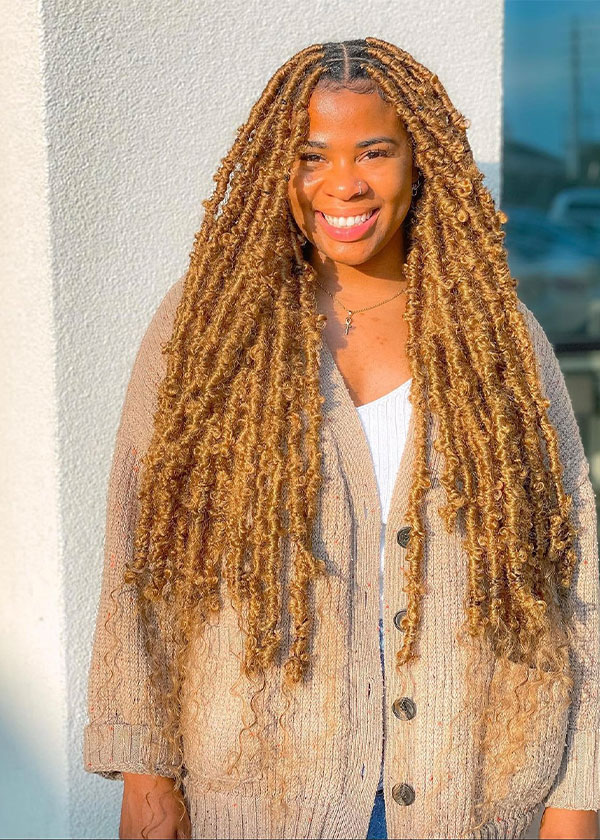 Mid-Back Honey Blonde Butterfly Locs