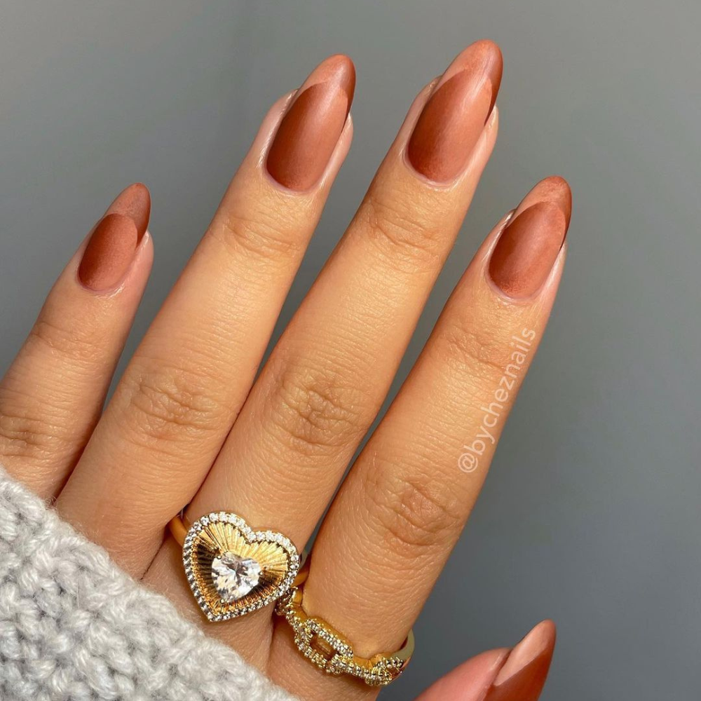 Matte Warm Brown French Tips Matte Warm Brown French Tips — Professional Nails