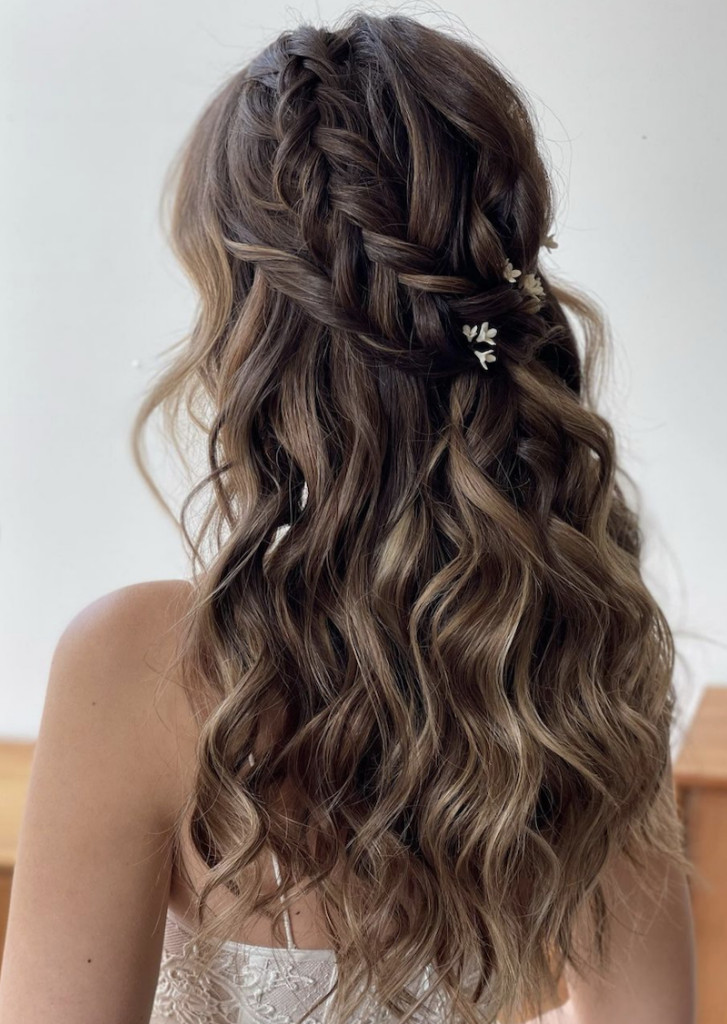 Dark Brown With Blonde Highlights Visual Idea Dark Brown With Blonde Highlights Visual Idea — Half Up Half Down with Braids