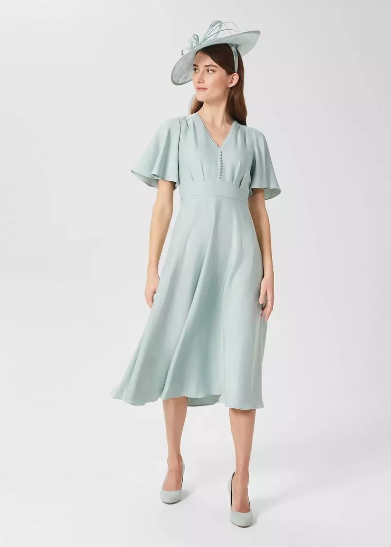 Pale Blue Button-Detail Fit and Flare for Events Pale Blue Button-Detail Fit and Flare for Events — Fit and Flare Dresses
