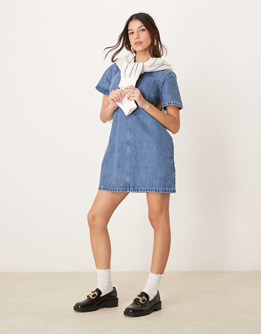 Playful Denim Dress: Abercrombie Mini with Sweater — Abercrombie Outfits