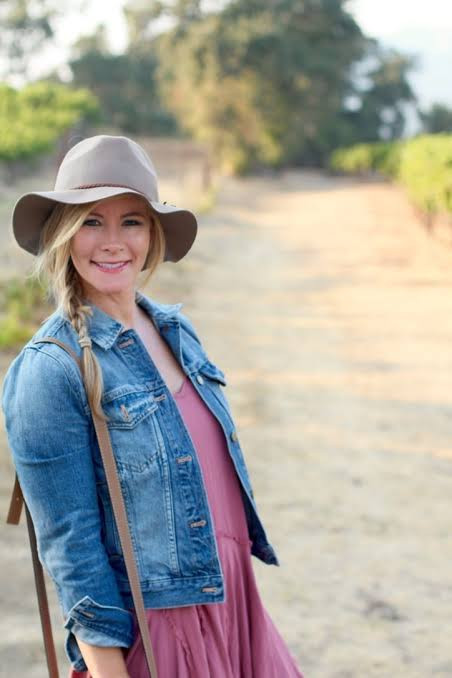 Denim Jacket Layered Over a Pink Dress Denim Jacket Layered Over a Pink Dress — Napa Outfits