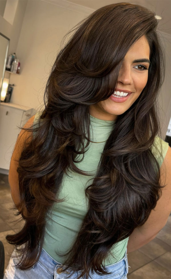 Waist-Length Espresso With Volume — Long Layered Hair