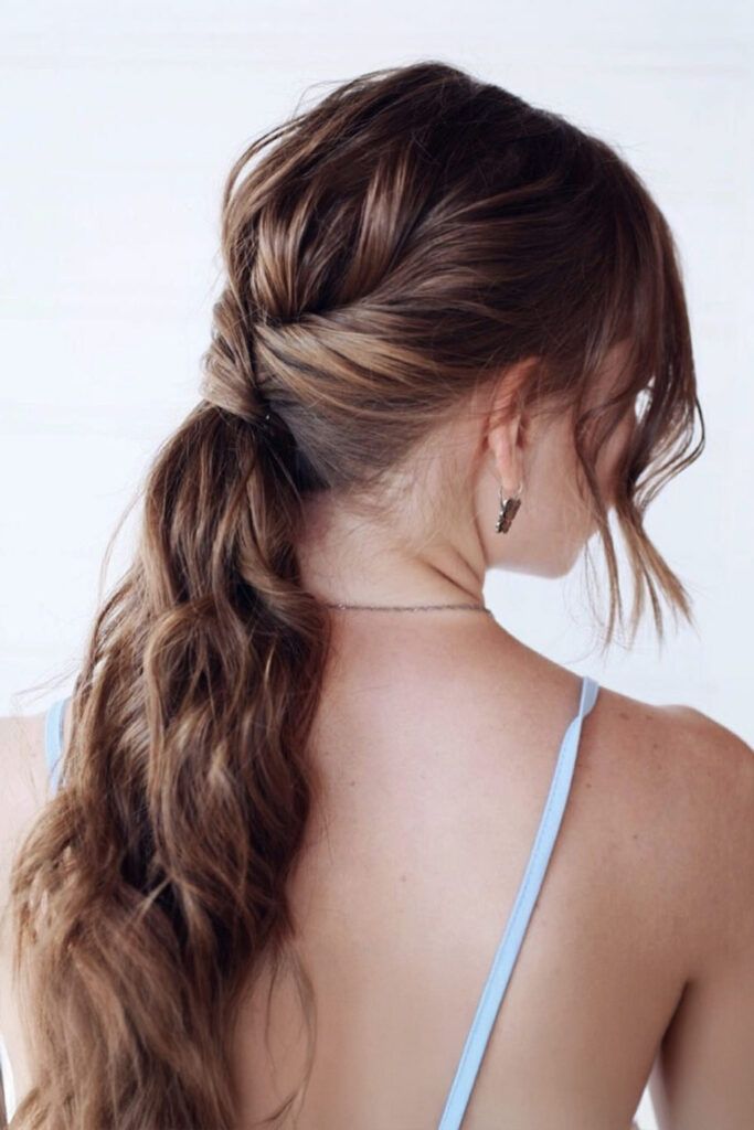 Twisted Low Ponytail Dark Brown — Travel Hairstyles