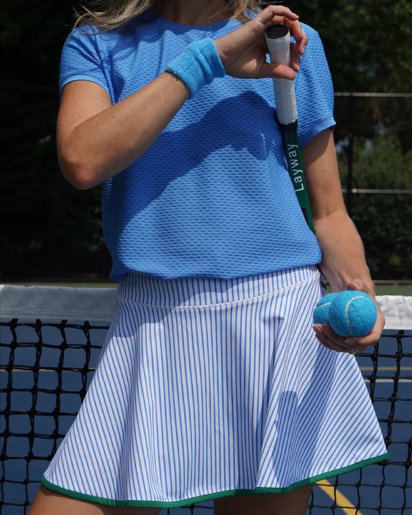 Striped Skirt with Green Trim: Tennis Ready — Tennis Skirts