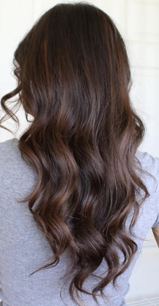 Loose Waves Visual Idea — Highlights on Dark Hair