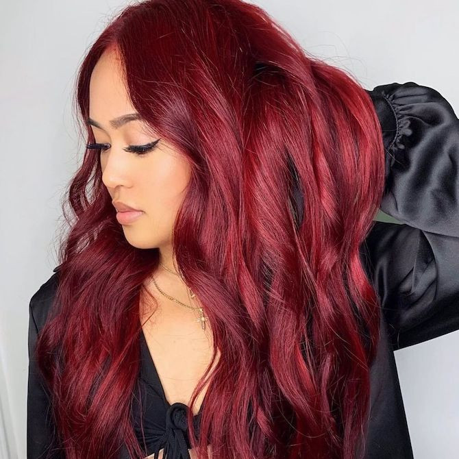 Deep Ruby Red with Burgundy Hints Deep Ruby Red with Burgundy Hints — Maroon Hair