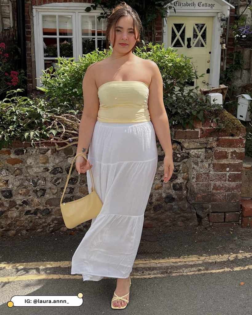 Yellow Tube Top with Tiered Maxi Skirt Yellow Tube Top with Tiered Maxi Skirt — Tube Top Outfits