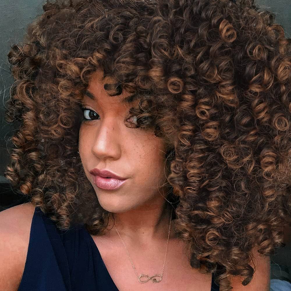 Shoulder Length Curls With Caramel Shoulder Length Curls With Caramel — Dark Brown Highlights