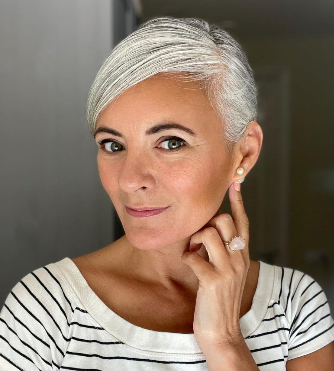 Pixie Cut With Swept Bangs — Natural Hairstyles Over 50