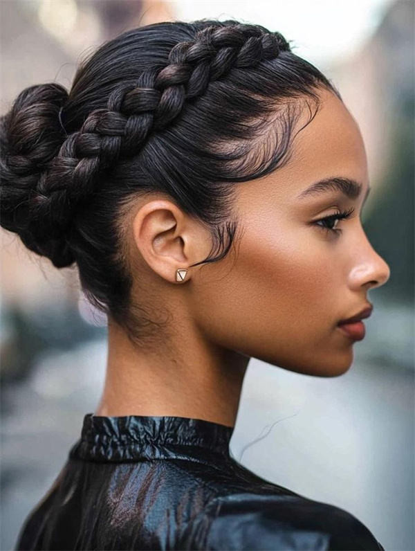 Braided Crown With Wavy Tendrils — Knotless Braids Updo