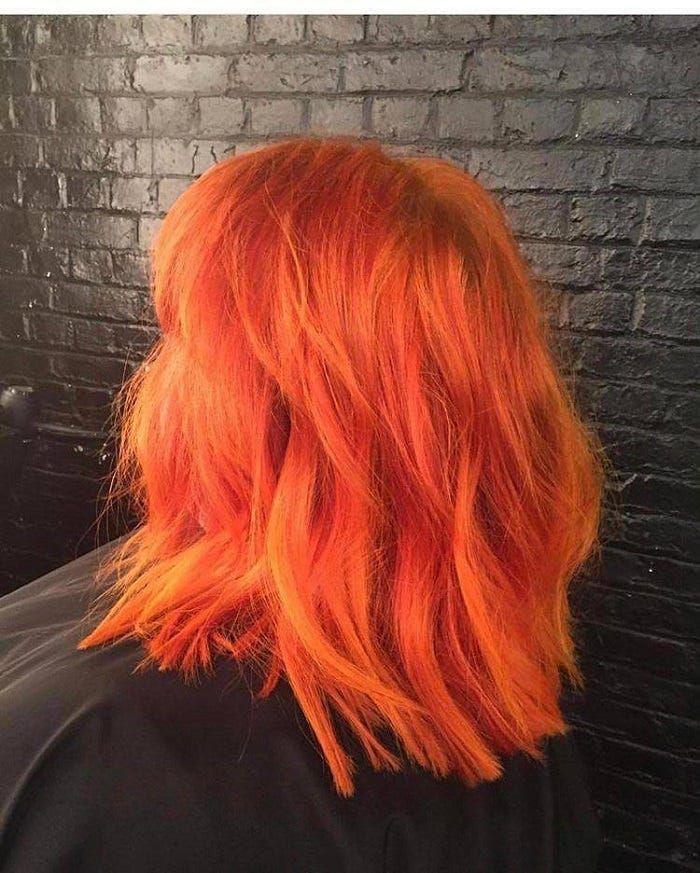 Intense Uniform Tangerine Blunt Bob Intense Uniform Tangerine Blunt Bob — Tangerine Hair
