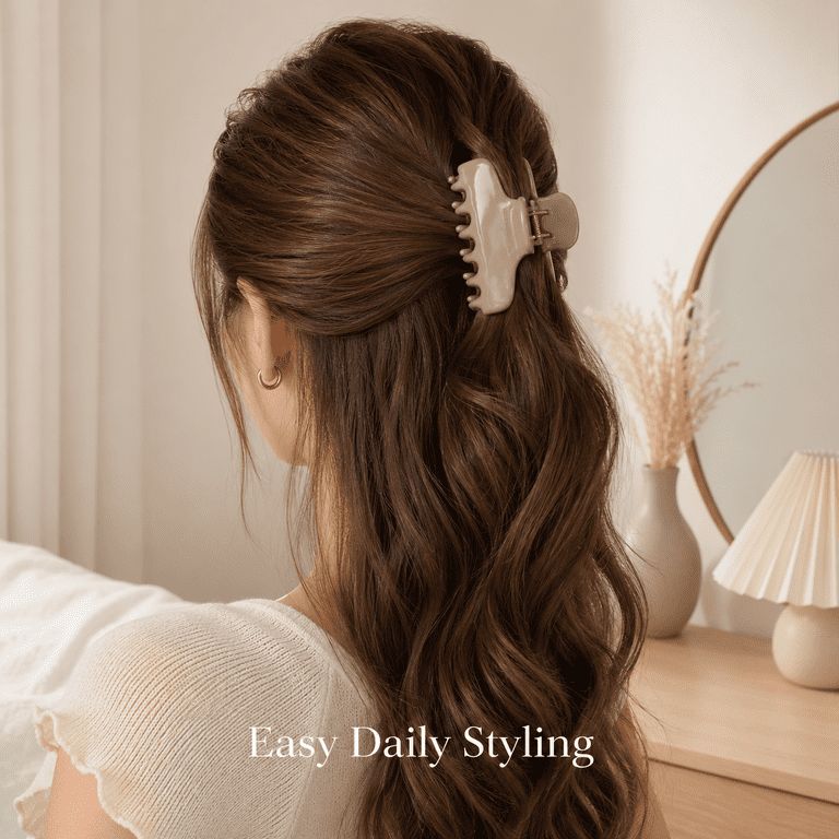 Hair Claw Clip, PC Hair Clip with Elastic Spring, Large 3.74" and Small 1.97" Styling Clip for Half Up Hair, Bun, Ponytail, Updo and Everyday Outfits - Walmart.com