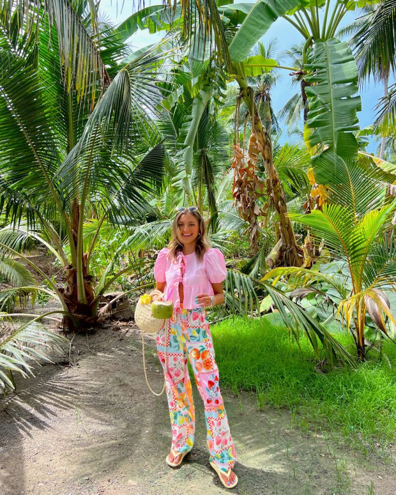 Pink Crop Top and Fruit Pants for Tropical Daywear — Thailand Outfits
