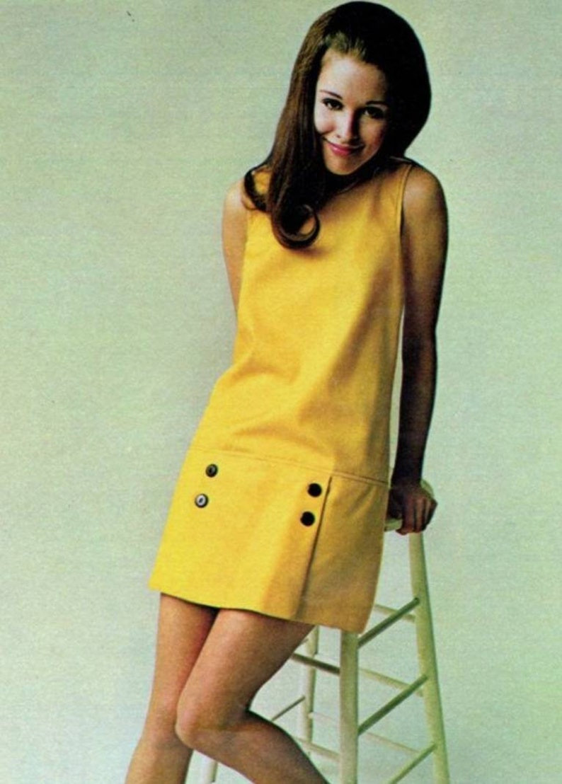Bright Yellow Mod Mini Dress with Button Detail — Mod Outfits
