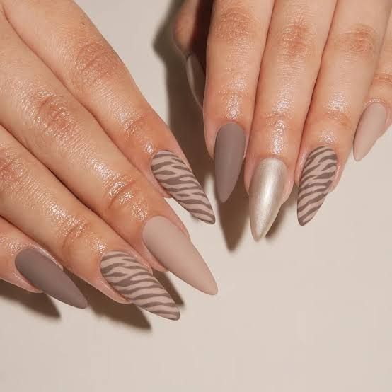 Matte Visual Idea — Zebra Nails