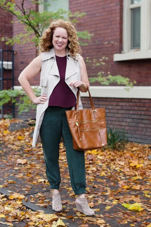 Autumnal Layers: Vest over Joggers — Outfits for Rectangle Shape