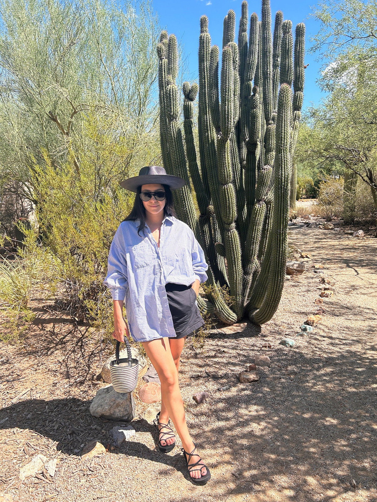 Desert Explorer: Oversized Shirt, Shorts, and Sun Hat — Arizona Outfits