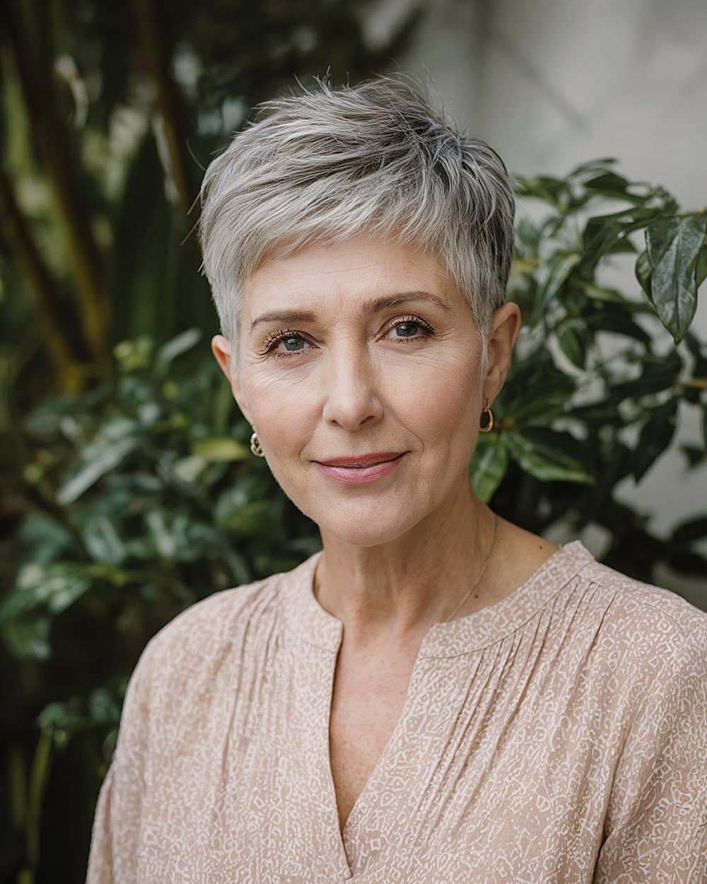Textured Grey Shag with Wispy Bangs Textured Grey Shag with Wispy Bangs — Lowlights Over 50