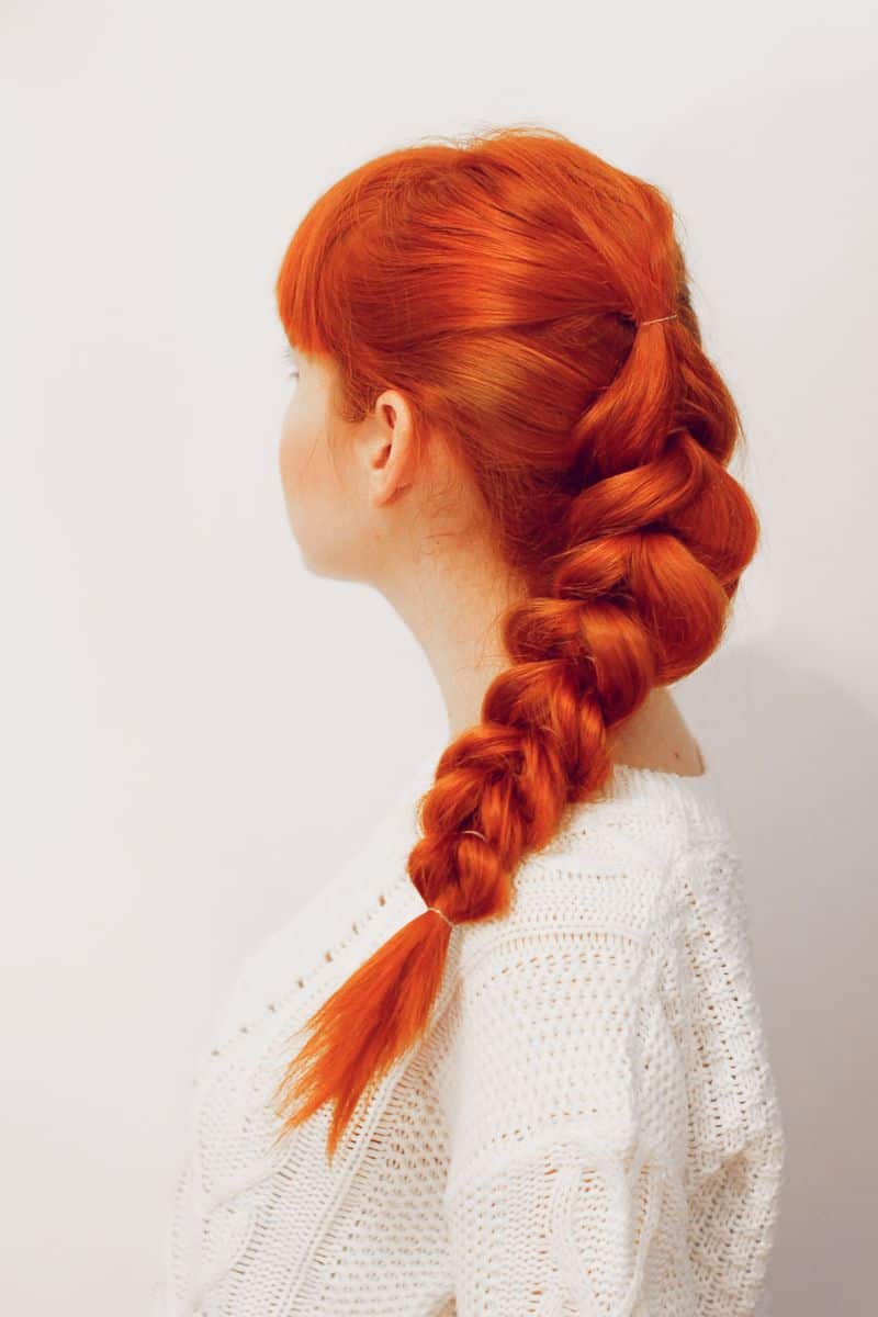 Bold Orange Pull-Through Braid with Bangs — Pull Through Braid