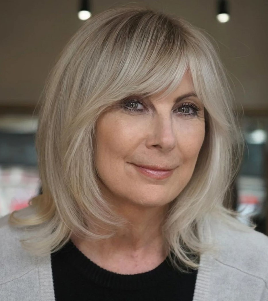 Smooth Ash Blonde Shoulder Lob Smooth Ash Blonde Shoulder Lob — Hair Color for Older Women
