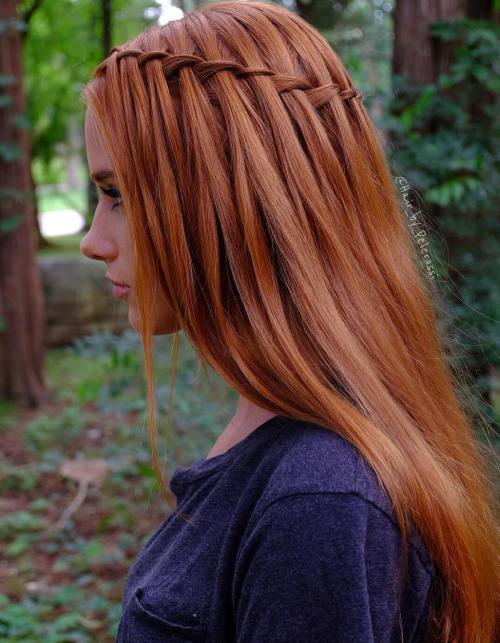 Red Base Straight Waterfall Braid