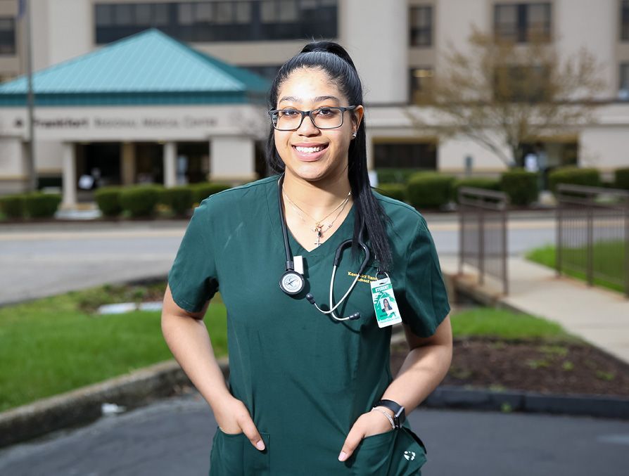 Dark Green Scrub Top with Stethoscope and Accessories Dark Green Scrub Top with Stethoscope and Accessories — Nurse Outfits