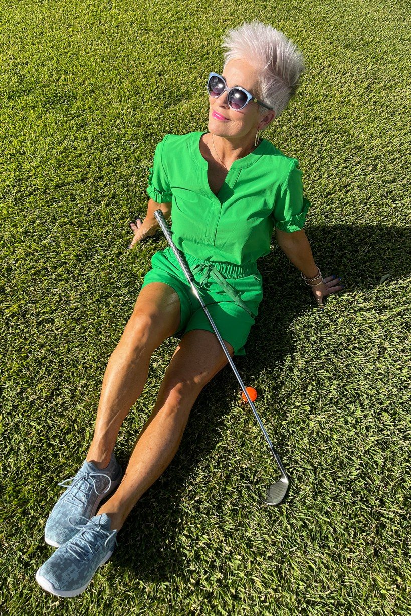 Bright Green Top and Shorts Set for a Vibrant Golf Presence Bright Green Top and Shorts Set for a Vibrant Golf Presence — Golf Outfits