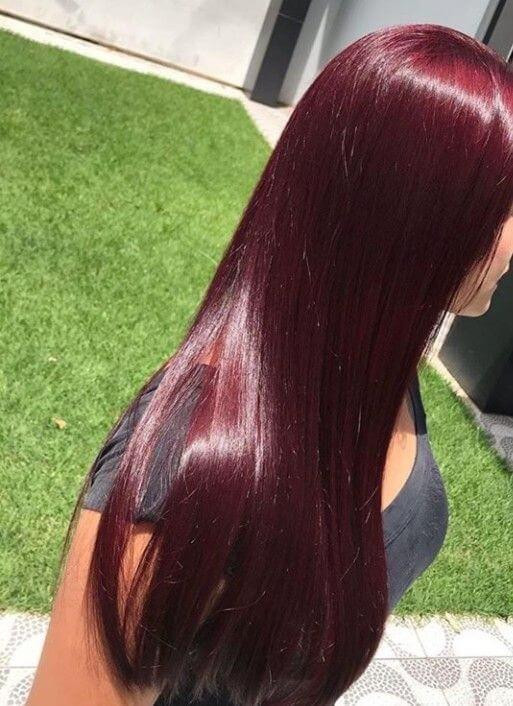Glossy Dark Maroon Straight Hair Glossy Dark Maroon Straight Hair — Maroon Hair