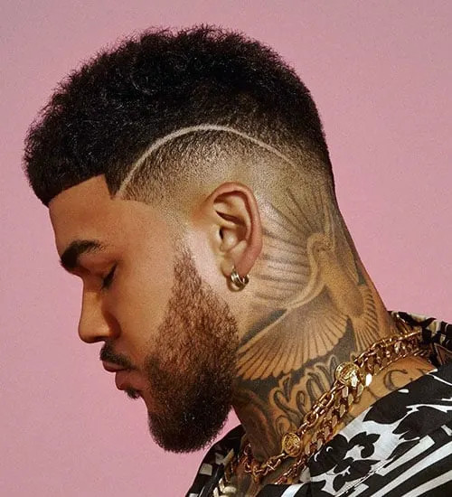 Fade With Geometric Line Detail — Black Men Haircuts