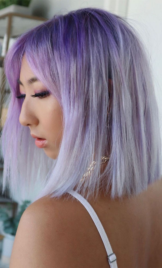Silver Lavender Bob with Contrast Roots Silver Lavender Bob with Contrast Roots — Lavender Hair