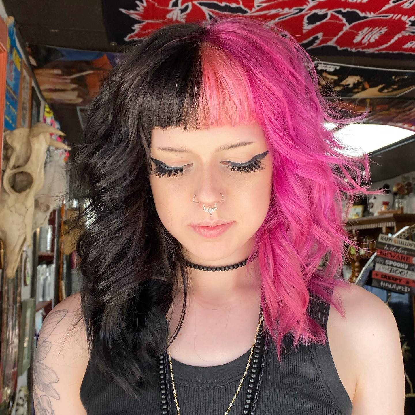 Mullet With Black and Hot Pink Mullet With Black and Hot Pink — Split Dye Hair