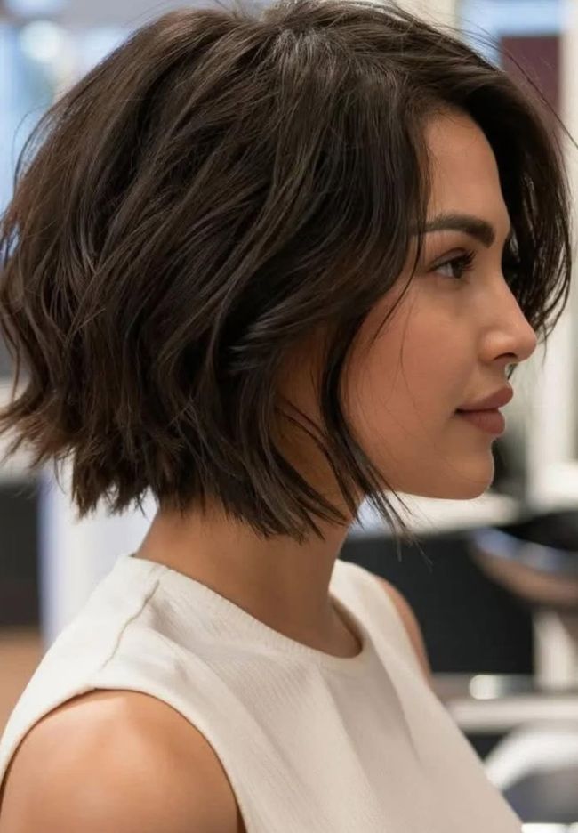 Dark Brown Bob With Subtle Choppy Ends — Choppy Bob