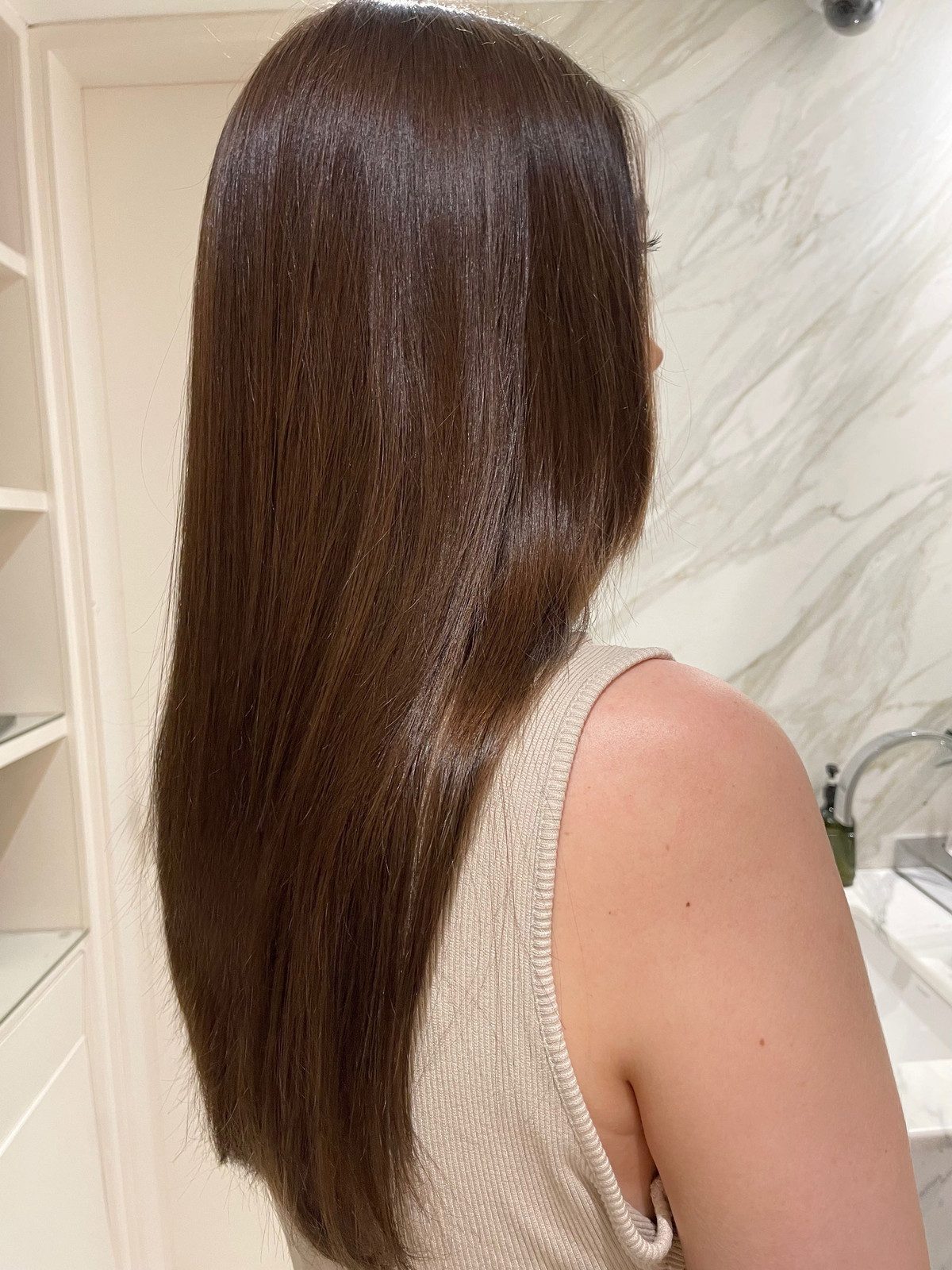 Sleek Mid-Back Straight Hair — Brunette Hair Colors