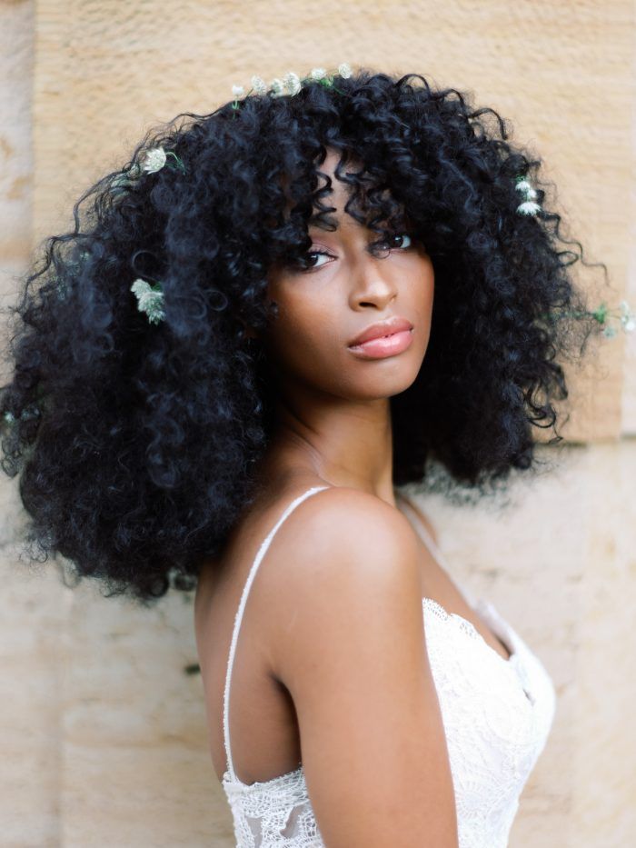 Bold Afro With Curly Bangs Bold Afro With Curly Bangs — Wedding Hairstyles for Curly Hair