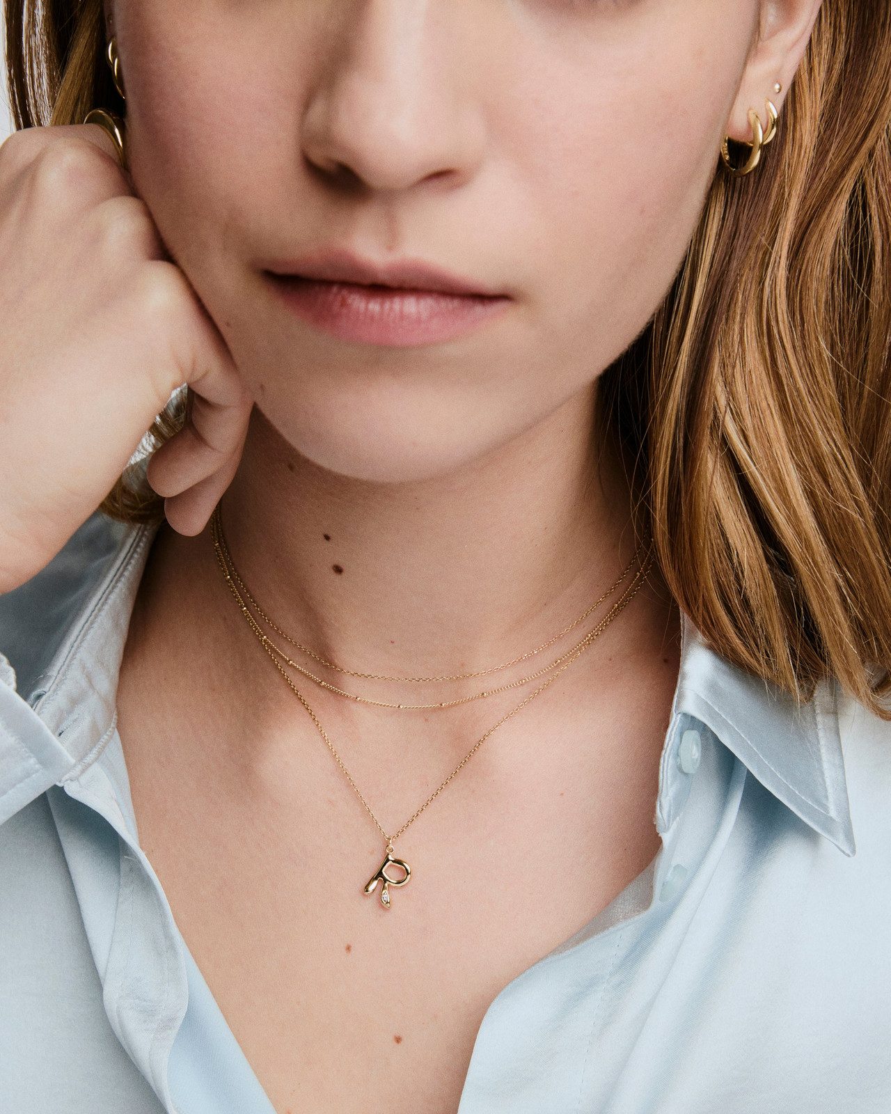 Initial 'P' Necklace with Pearl Accent on Satin Initial 'P' Necklace with Pearl Accent on Satin — Initial Necklaces